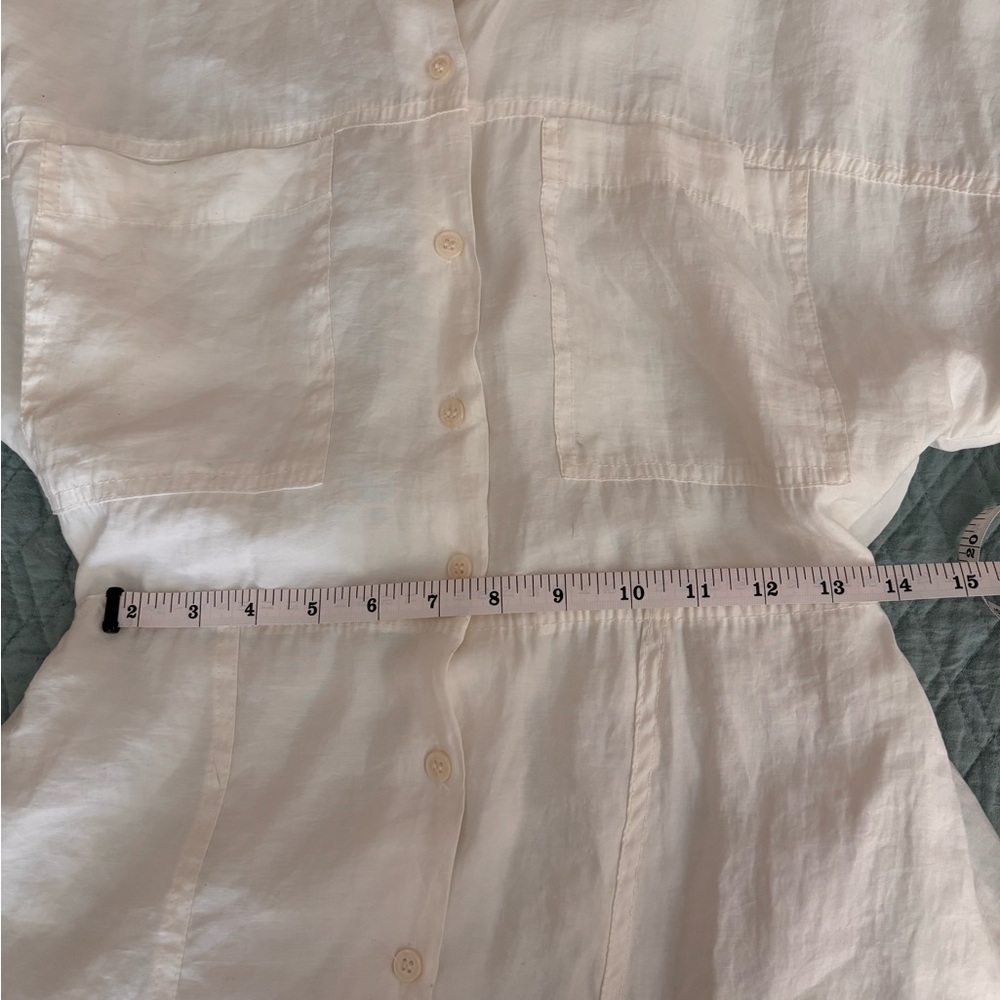 Zara White Button-Front Linen Dress - Picture 4 of 6